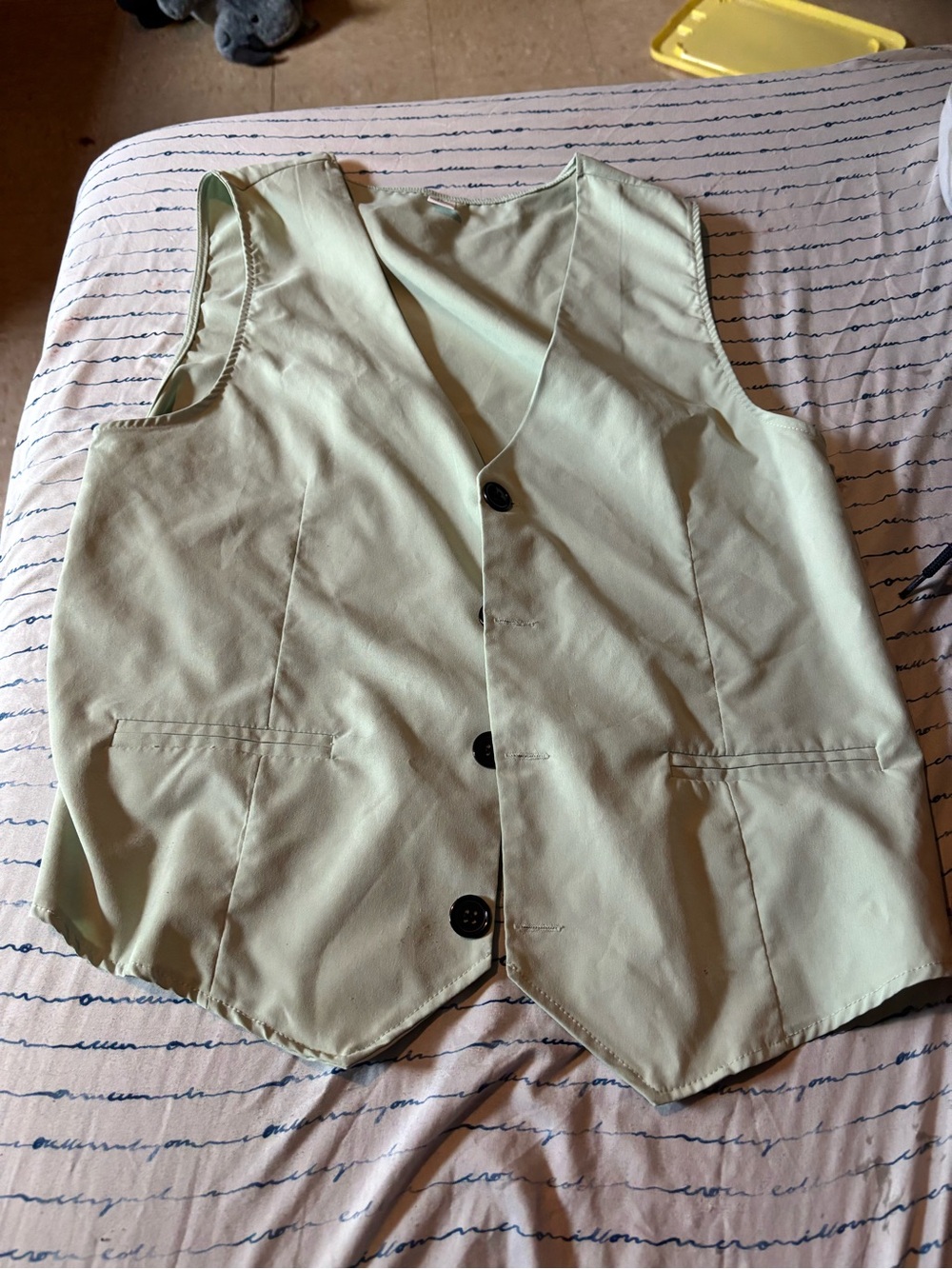 Light Green Button Front Vest and Slacks Set